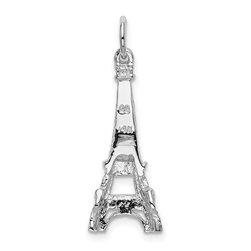 14k White Gold Solid Polished Eiffel Tower Charm K854