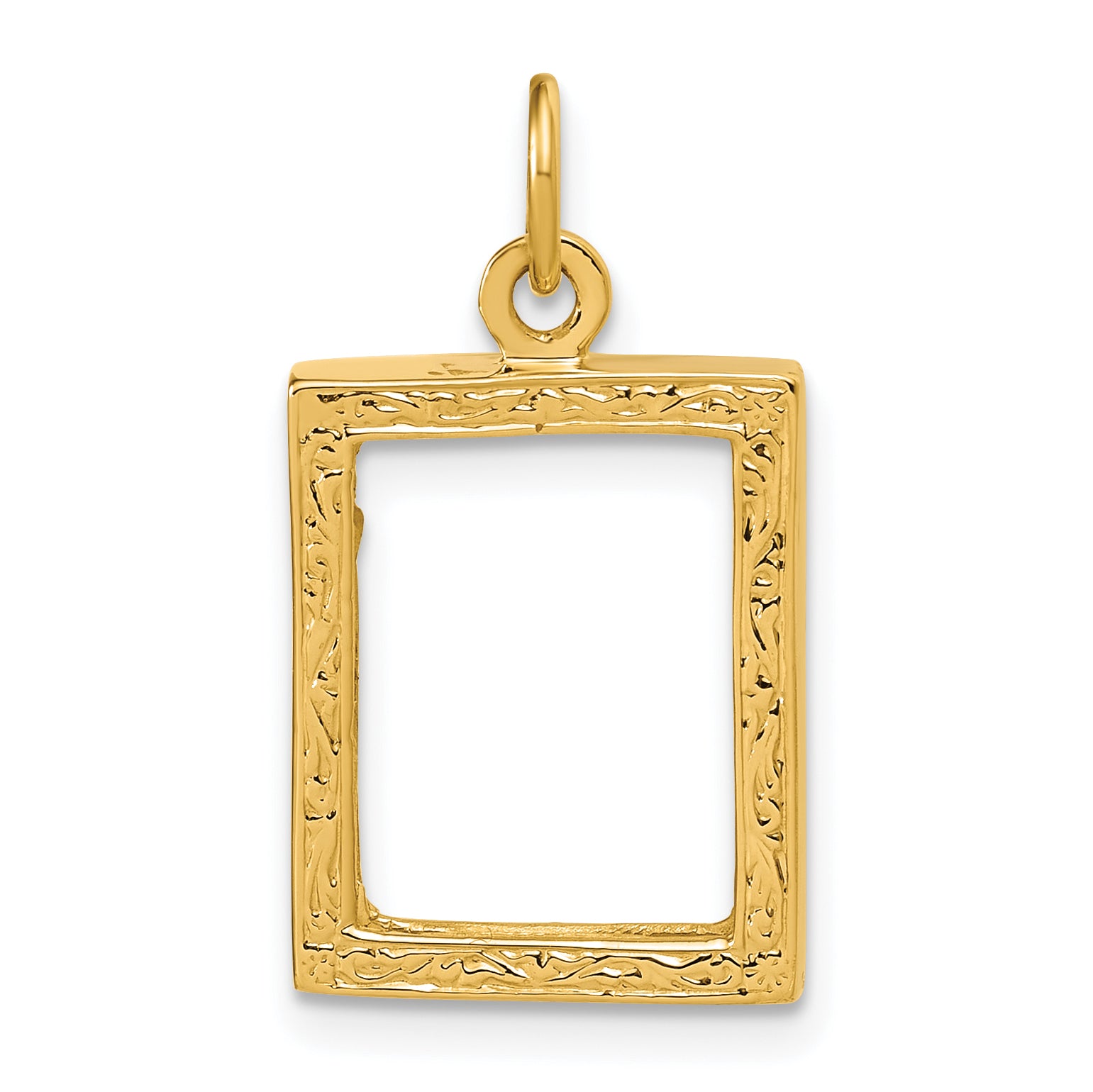 14k Fancy Border 17x13mm Picture Frame Pendant A0194