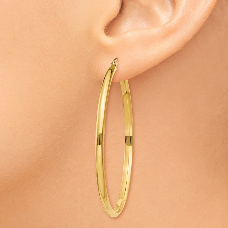 14k 2.75x50mm Polished Tube Hoop Earrings TA237