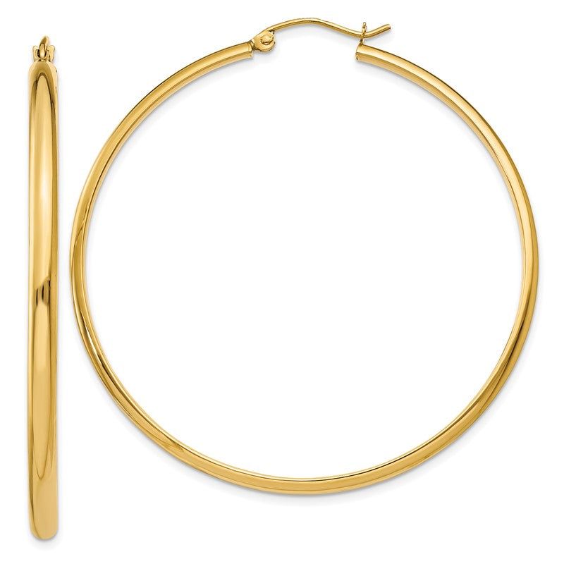 14k 2.75x50mm Polished Tube Hoop Earrings TA237