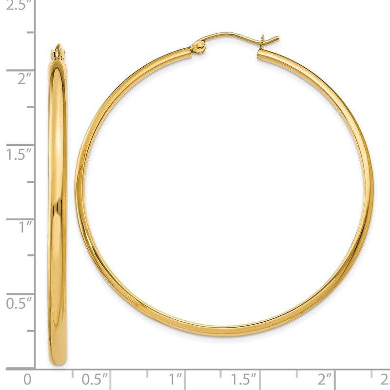 14k 2.75x50mm Polished Tube Hoop Earrings TA237