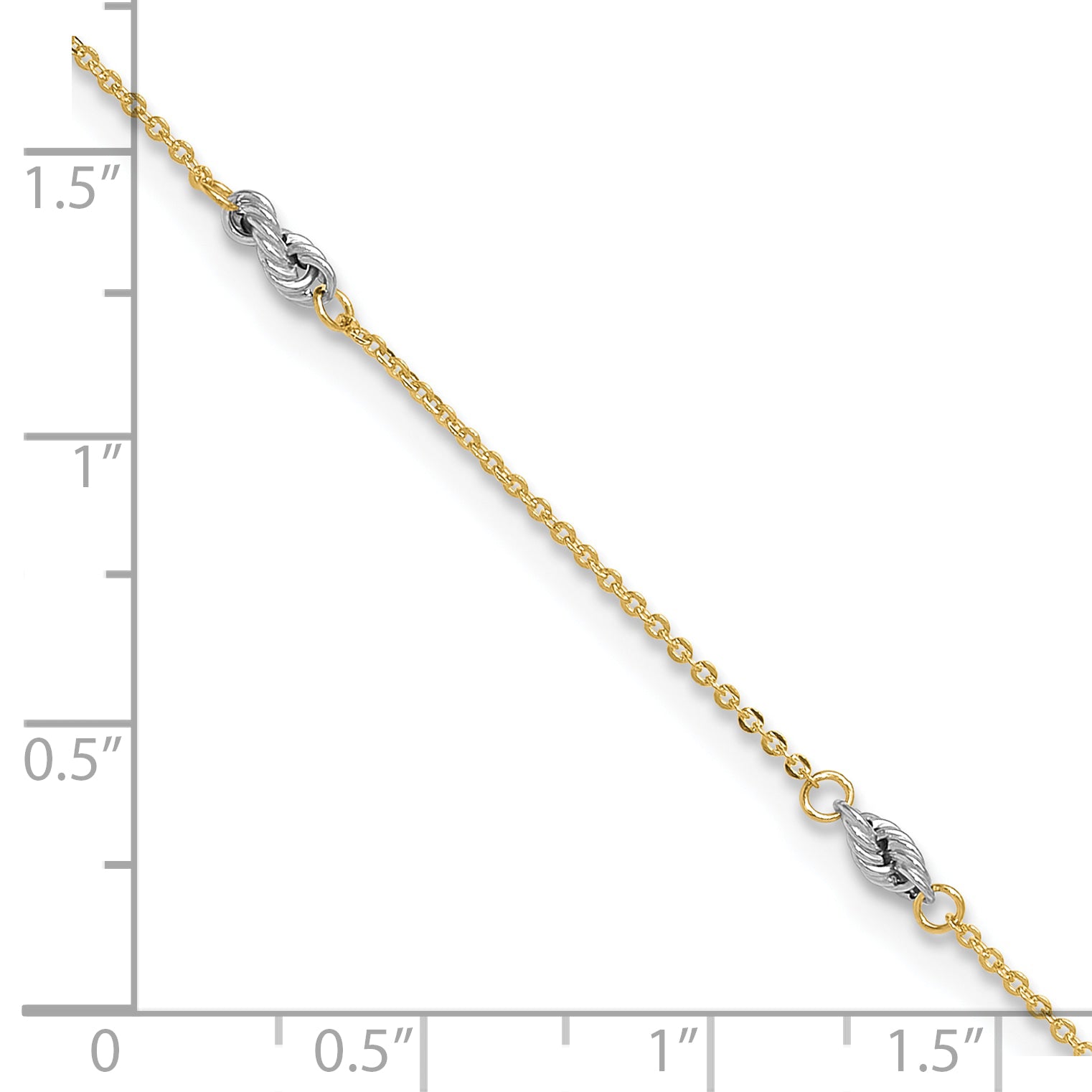 14K Two-tone Fancy Twist 5-Station 9 inch Plus 1 inch Extender - Total 10 inch Anklet ANK271