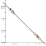 14K Two-tone Fancy Twist 5-Station 9 inch Plus 1 inch Extender - Total 10 inch Anklet ANK271