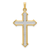14k and White Rhodium Polished and Textured Passion Cross Pendant XR1620