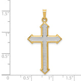 14k and White Rhodium Polished and Textured Passion Cross Pendant XR1620