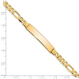 14k Polished Solid Chain/Solid Plate Flat Figaro Link 33.5x7mm Plate 7 inch ID Bracelet LID78