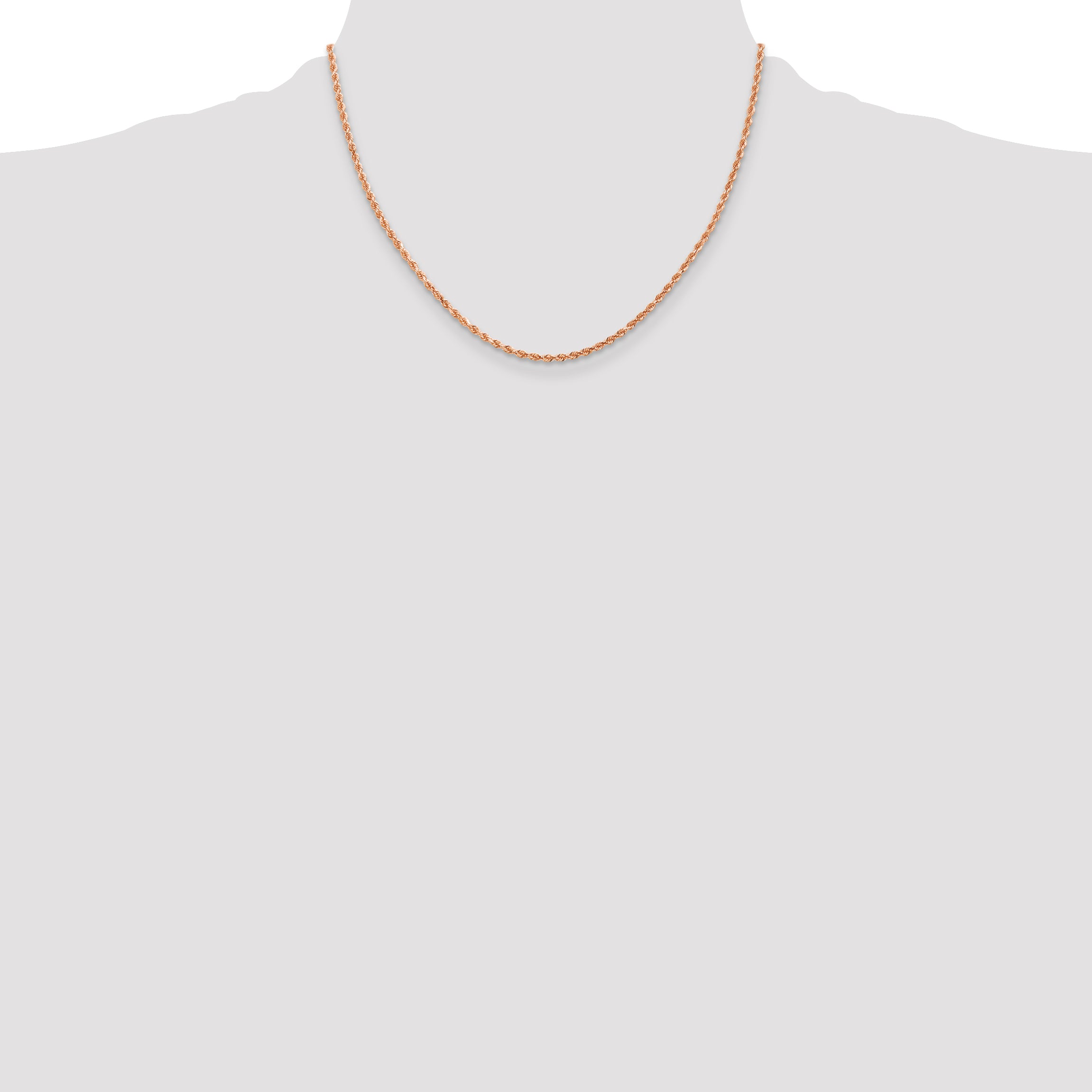 14K Rose Gold 10 inch 2mm Diamond-cut Rope with Lobster Clasp Anklet 016R