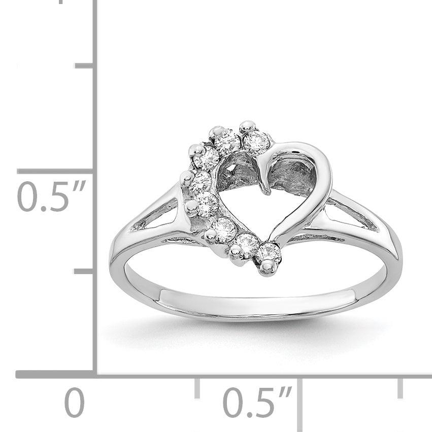 14k White Gold Polished 1/8 carat AA Diamond Heart Ring X9594AA