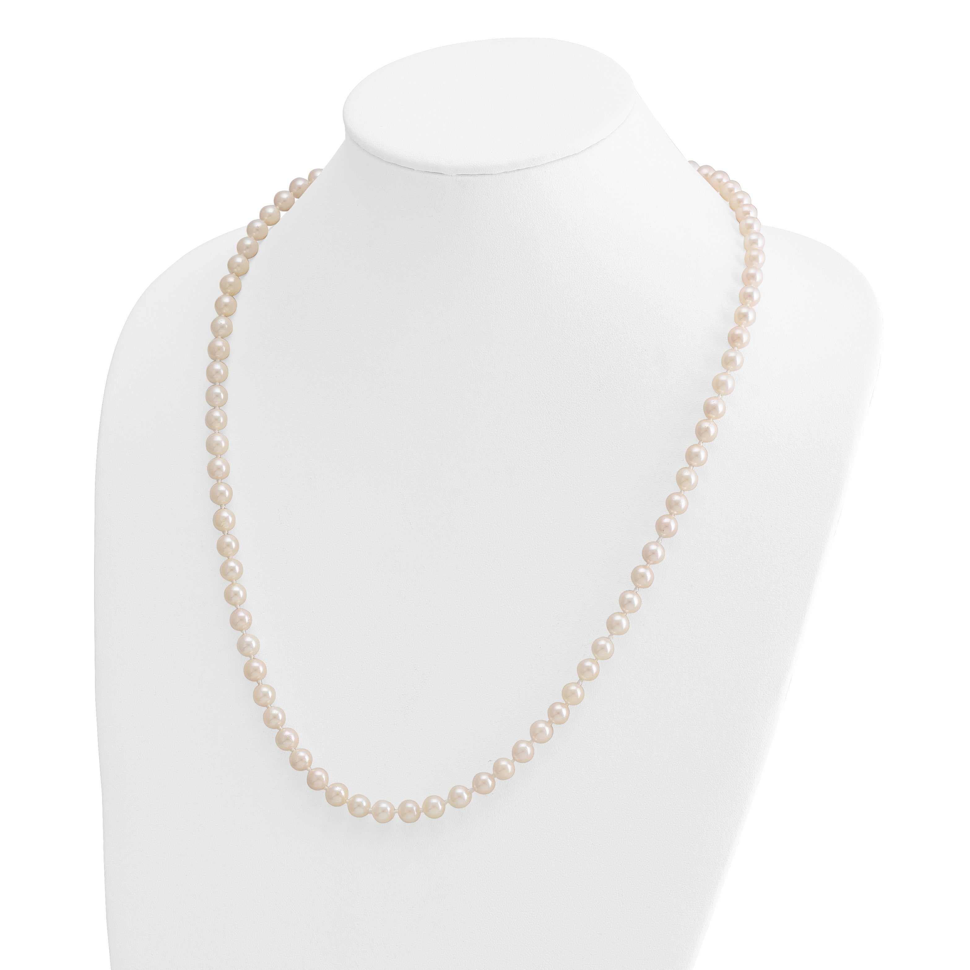 14k 6-7mm White Round Akoya Saltwater Cultured Pearl 16 inch Necklace PL60AA