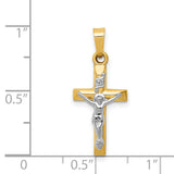 14k Two-tone INRI Hollow Crucifix Pendant XR308