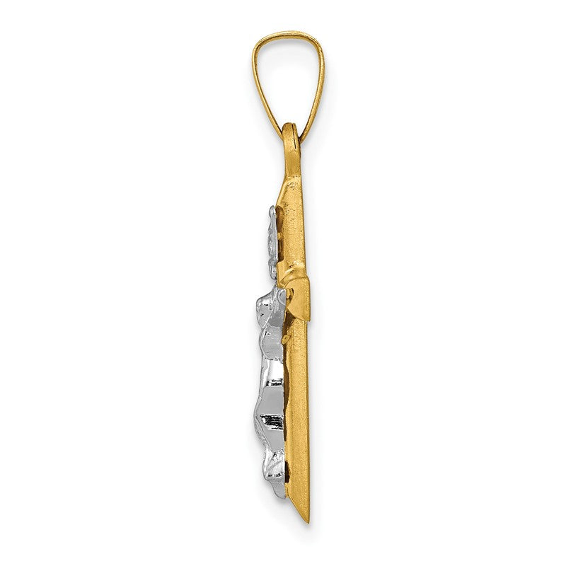 14k Two-tone INRI Hollow Crucifix Pendant XR308