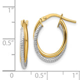 14k Two-Tone Polished Textured Double Oval Hoops TF1104TT