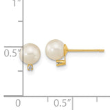 14k 5-5.5mm White Round Freshwater Cultured Pearl and CZ Post Earrings XF620E