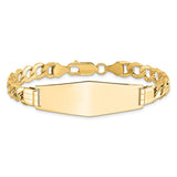 14k Polished Semi-Solid Chain/Solid Plate Curb Link Soft Diamond Shape 39x14mm Plate 7 inch ID Bracelet DCID142C