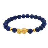 Lady's 24kt Yellow Gold Lapis Dragon Beads Bracelet