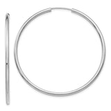 14k White Gold 2x50mm Polished Round Endless Tube Hoop Earrings H997