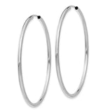 14k White Gold 2x50mm Polished Round Endless Tube Hoop Earrings H997