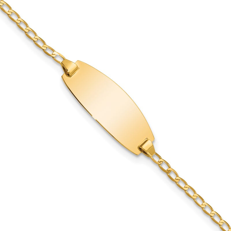 14k Polished Solid Chain/Solid Plate Curb Link Oval 18.5x8.5mm Plate 5.5 inch Baby/Child ID Bracelet LID85