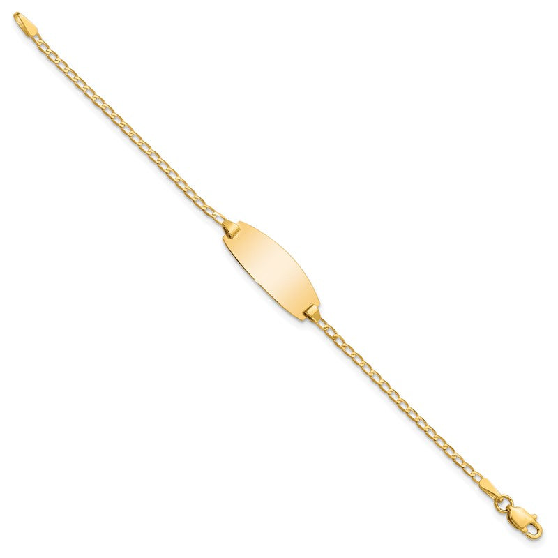14k Polished Solid Chain/Solid Plate Curb Link Oval 18.5x8.5mm Plate 5.5 inch Baby/Child ID Bracelet LID85