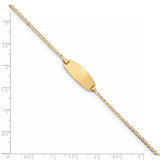 14k Polished Solid Chain/Solid Plate Curb Link Oval 18.5x8.5mm Plate 5.5 inch Baby/Child ID Bracelet LID85