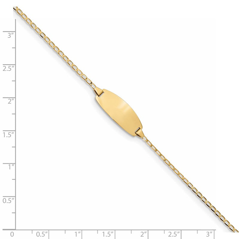 14k Polished Solid Chain/Solid Plate Curb Link Oval 18.5x8.5mm Plate 5.5 inch Baby/Child ID Bracelet LID85