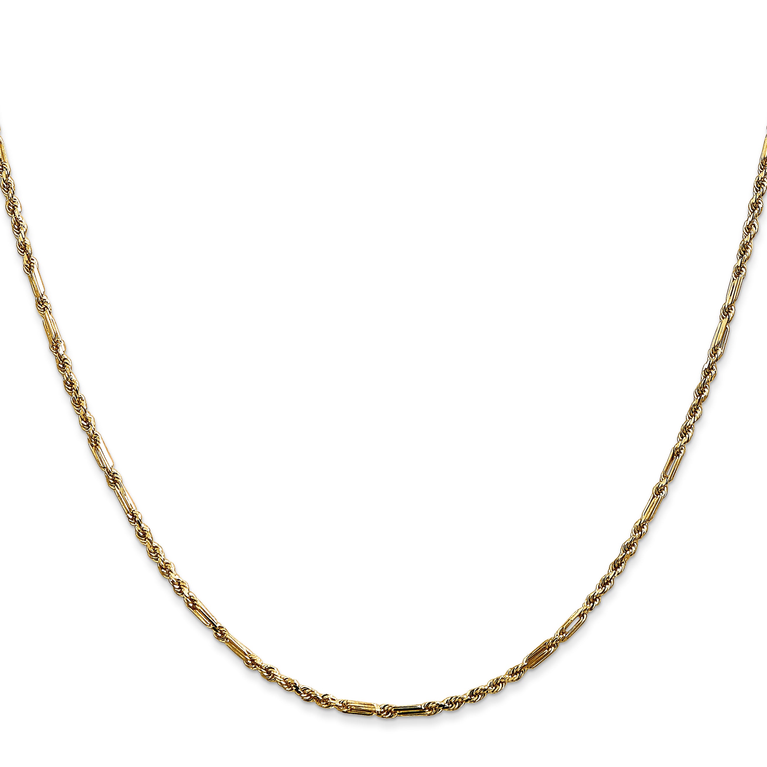 14K 10 inch  1.8mm Diamond-cut Milano Rope with Lobster Clasp Anklet MIL030
