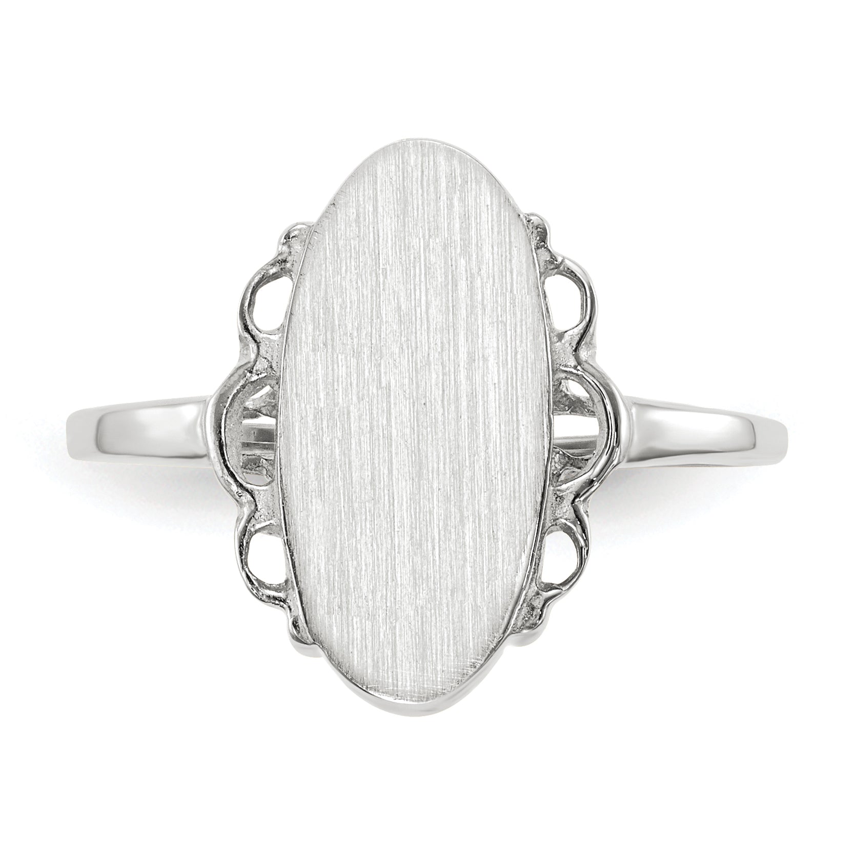 14k White Gold 7.0x14.5mm Open Back Signet Ring RS560