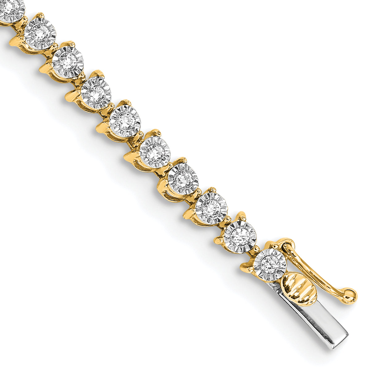 14k White Gold Complete 1 carat Diamond Illusion Setting 7 inch Tennis Bracelet BM4655