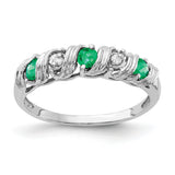14k White Gold 2.75mm Emerald and A Diamond Twist Ring Y4719E/A