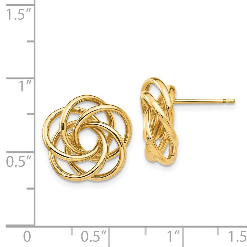 14k 15mm Polished Love Knot Post Earrings T564