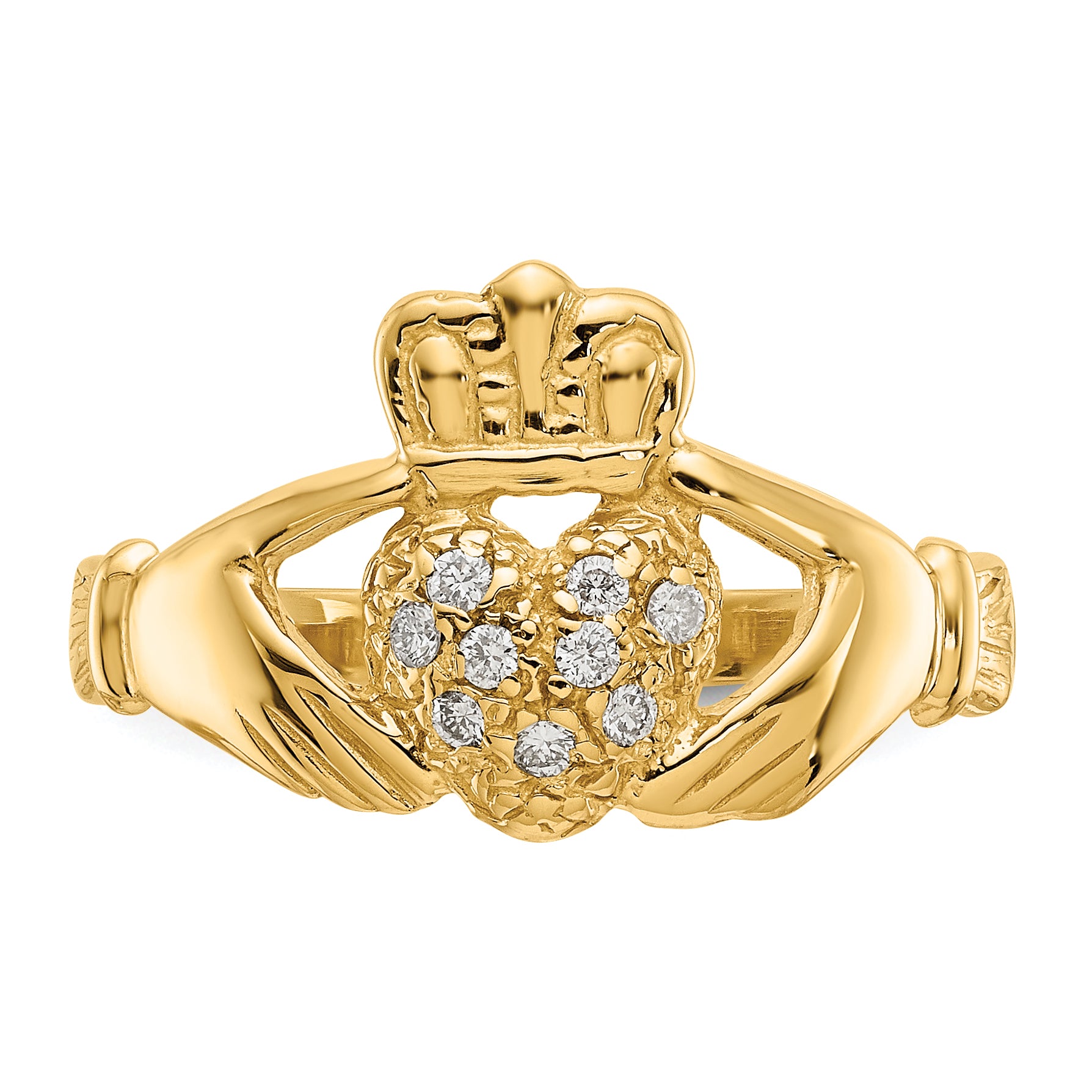 14k 1/10 carat AA Diamond Claddagh Ring Y6307AA