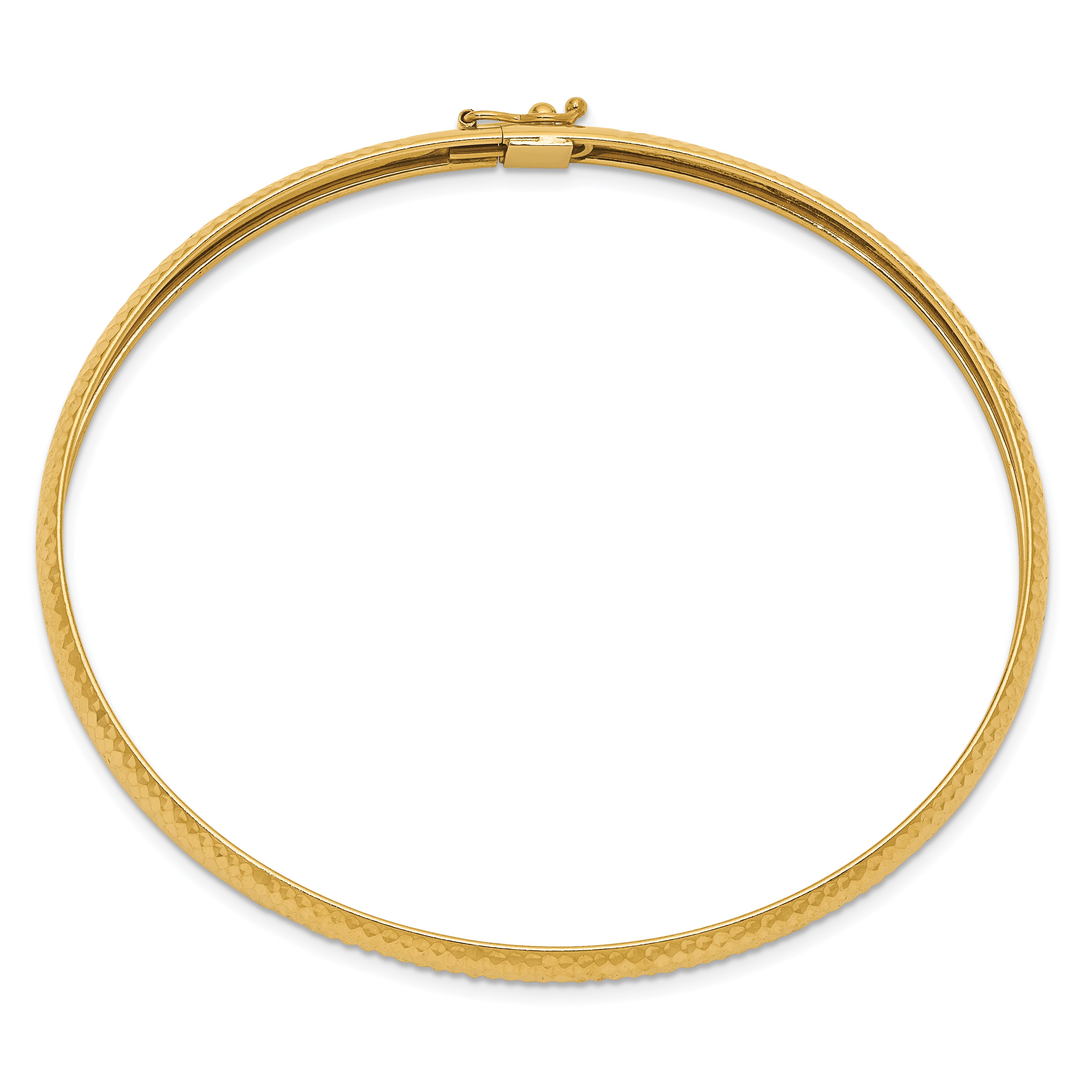 14k Polished Textured 6.15mm Flexible Oval Bangle Bracelet DB698