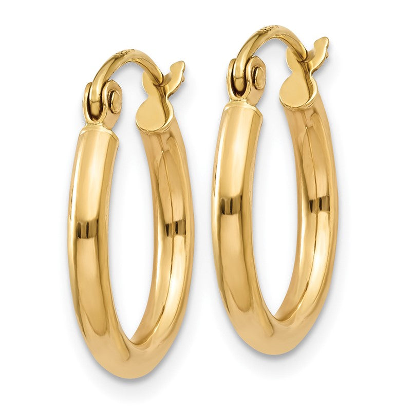 14k 2x15mm Polished Lightweight Tube Hoop Earrings T917L