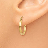 14k 2x15mm Polished Lightweight Tube Hoop Earrings T917L