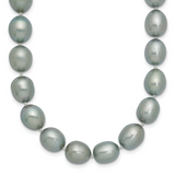 14k White Gold 8-9mm Grey Rice Freshwater Cultured Pearl 16 inch Necklace XF415