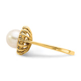 14k 7.5mm FW Cultured Pearl VS Diamond ring Y4378PL/VS