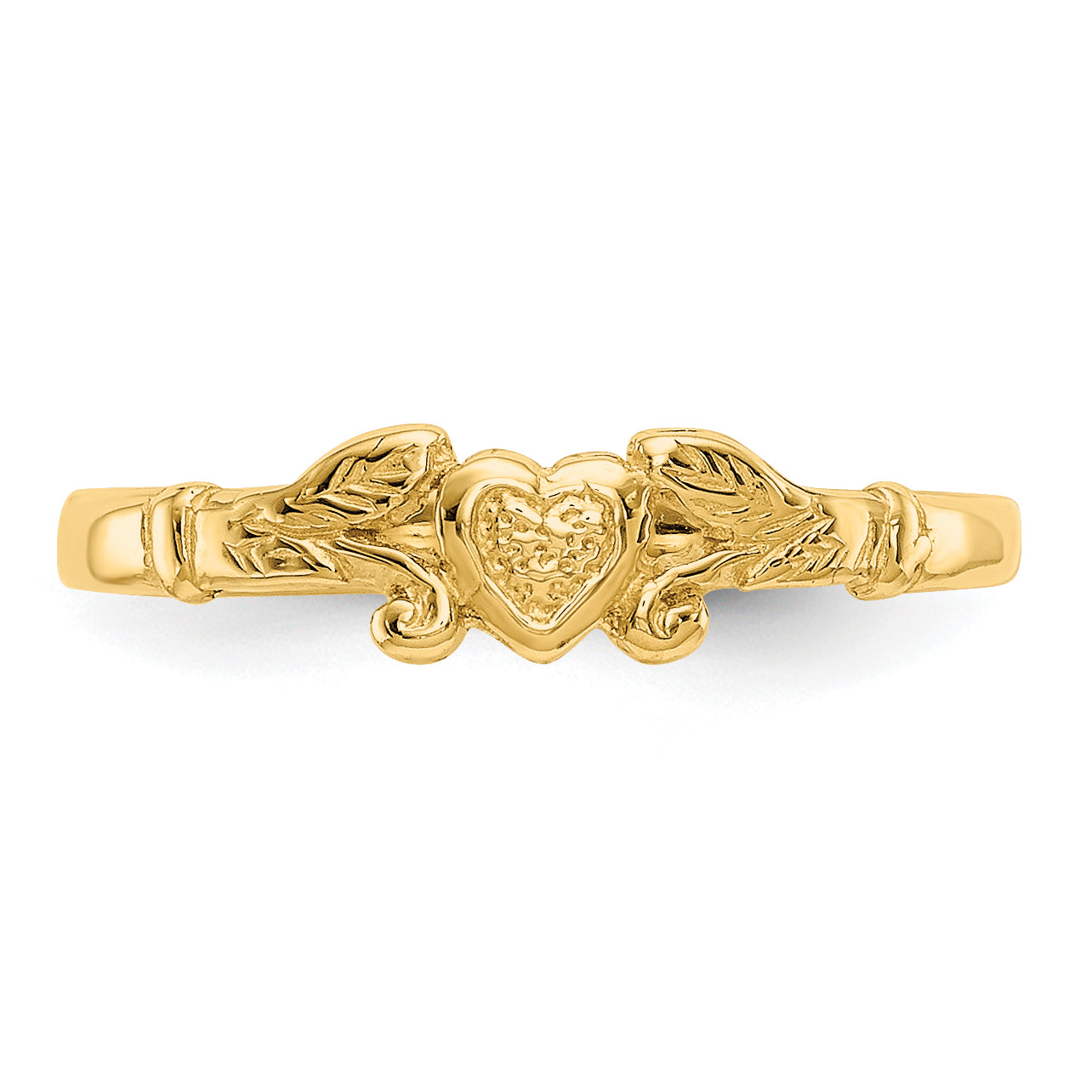 14k Textured Mini Heart Size 1 Baby / Childs Ring K3844