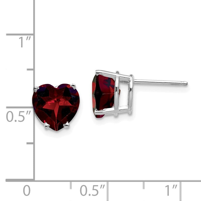 14k White Gold 8mm Heart Garnet Post Earrings XE100WGA