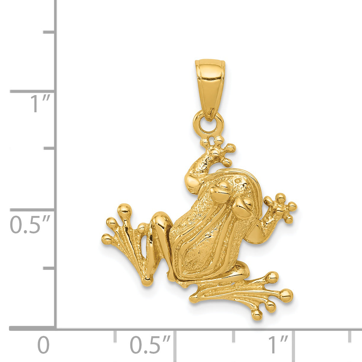 14k Solid Polished 3-D Frog with Moveable Back Legs and Mouth Pendant D1409