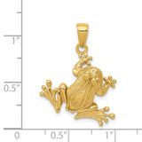14k Solid Polished 3-D Frog with Moveable Back Legs and Mouth Pendant D1409