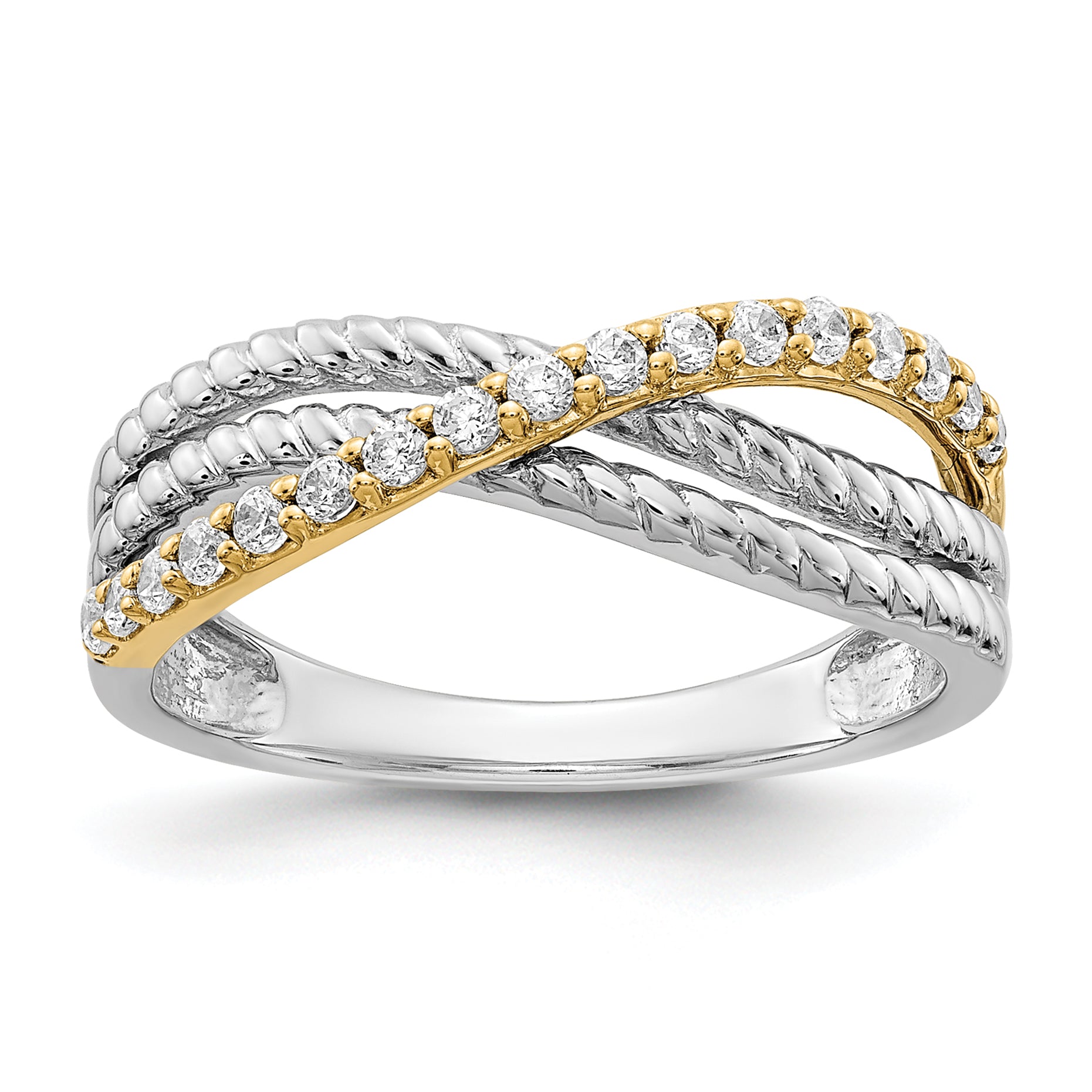 14k Two-tone 1/4 carat Diamond Fancy 3-Strand Ring RM3857