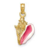 14k Pink and White Enameled 3-D Conch Shell Pendant K1899