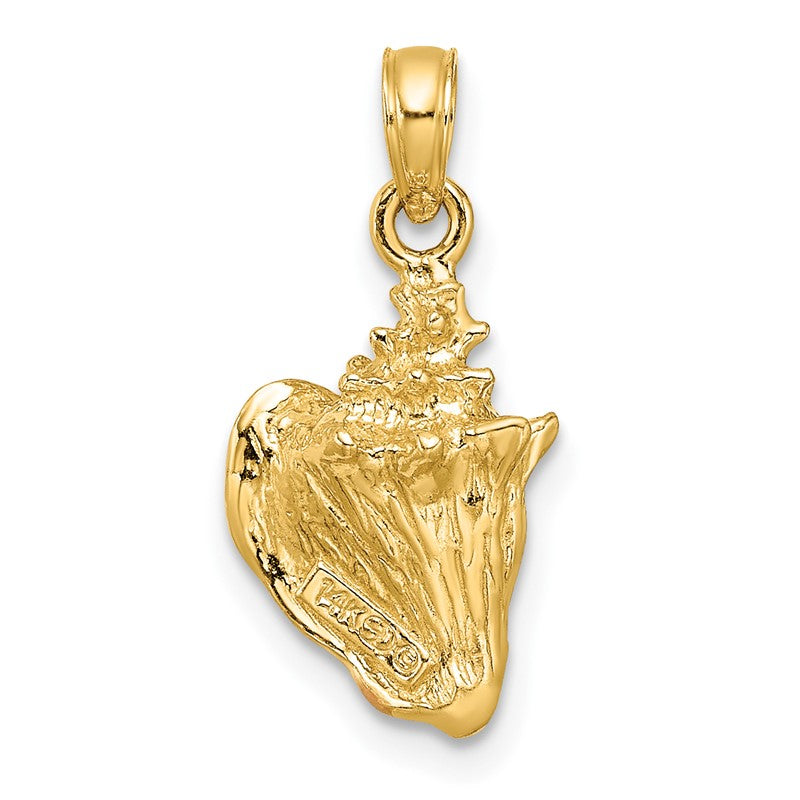 14k Pink and White Enameled 3-D Conch Shell Pendant K1899