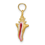 14k Pink and White Enameled 3-D Conch Shell Pendant K1899