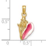 14k Pink and White Enameled 3-D Conch Shell Pendant K1899