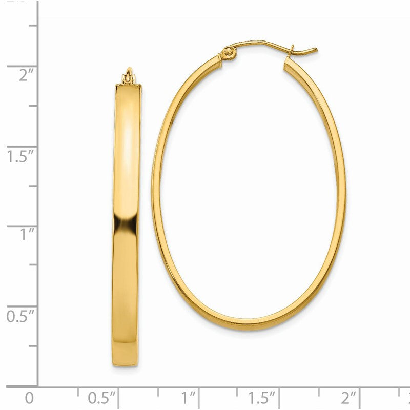 14k 4x48mm Lightweight Oval Tube Hoop Earrings TC660