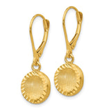 14k Brushed and Polished Diamond-cut Circle Dangle Leverback Earrings SF2242