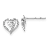 14k White Gold 1/20 carat AA Diamond Heart Post Earrings XE40WAA