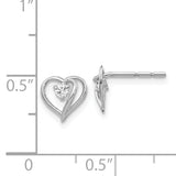 14k White Gold 1/20 carat AA Diamond Heart Post Earrings XE40WAA