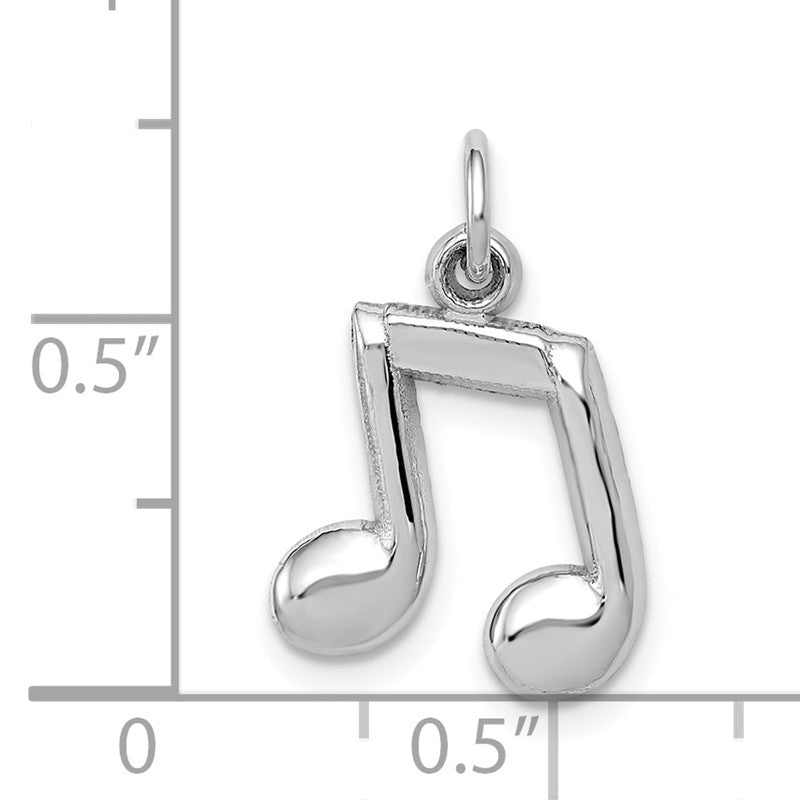 14K White Gold Polished Musical Notes Charm D1255